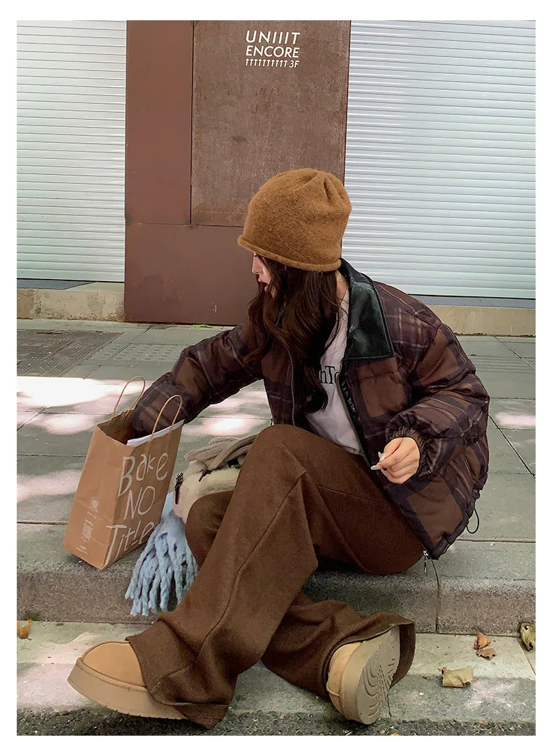 2025 New Korean Winter Women Down Cotton Jacket Parkas Short Cotton Padded Turn Down Collar Ladies Quilted Outerwear