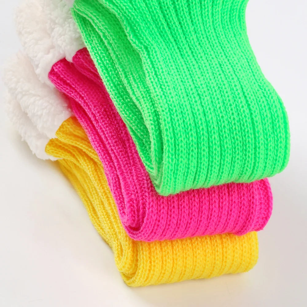 Winter Christmas Ladies Warm Ribbed Knit Leg Warmers Womens LegWarmers Polar Fleece Neon Colored Boot Cuffs for Festive Occasion