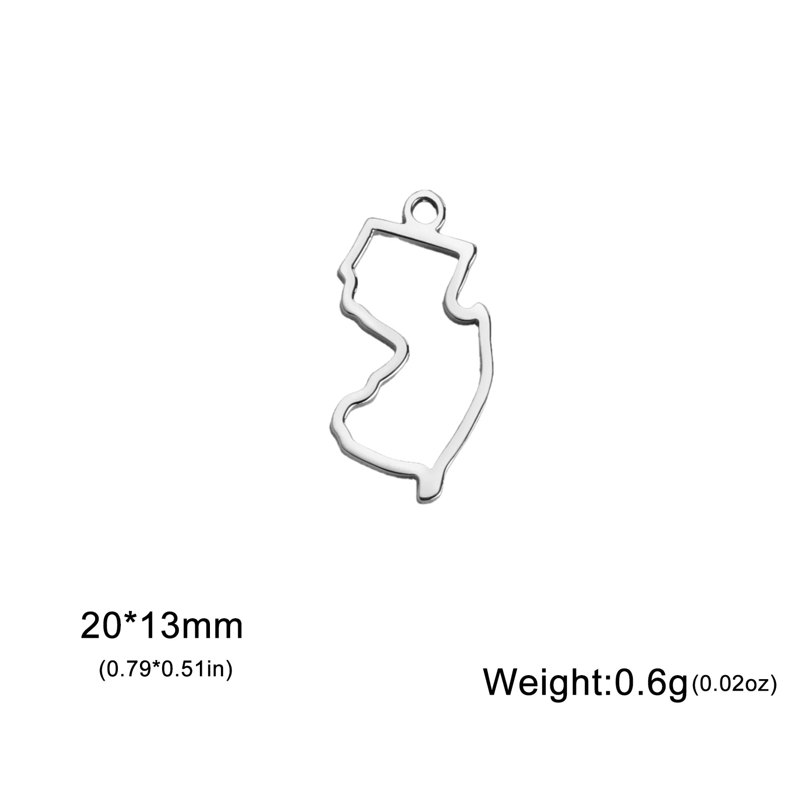 EUEAVAN 10pcs United States New York Washington State Map Pendant for Necklace Stainless Steel Charm DIY Jewelry Making Supplies