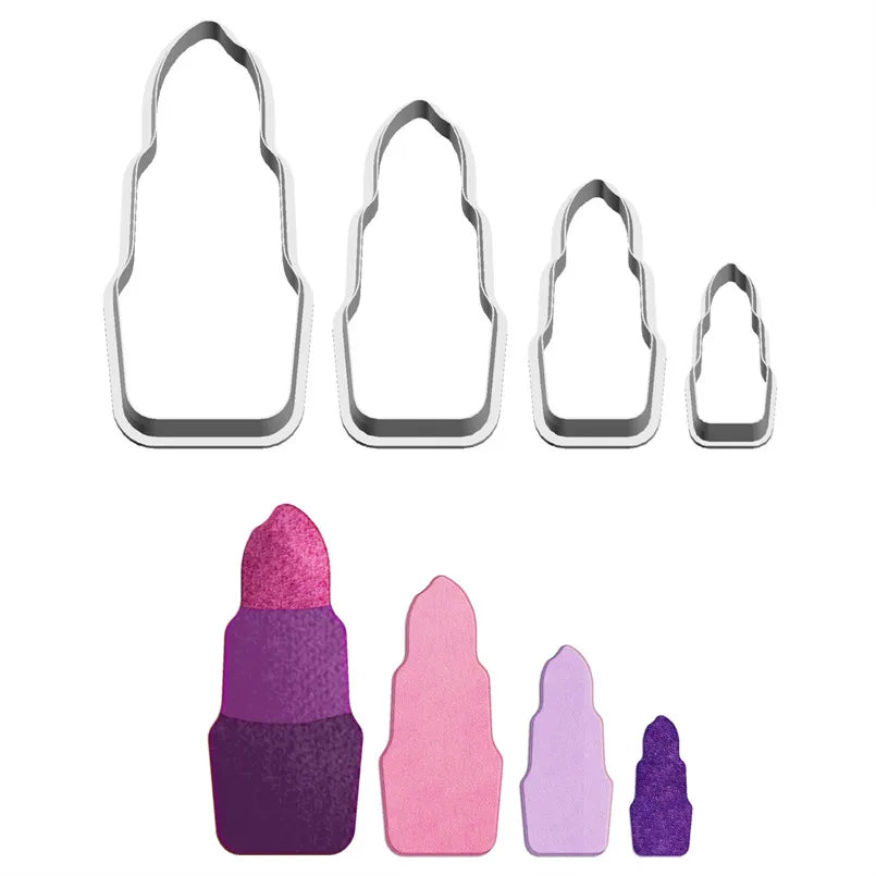 Four Specification Cartoon Women's Cosmetics Graphics Lipstick,Plastic Mold,Cake Fondant Tools,Cookie and Sushi Fruits Cutters