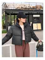 Winter Women Clothes Cropped Jackets Parkas Warm Stand Collar Cold Coat Zipper Puffer Jacket Korean Fashion Cotton-padded Jacket