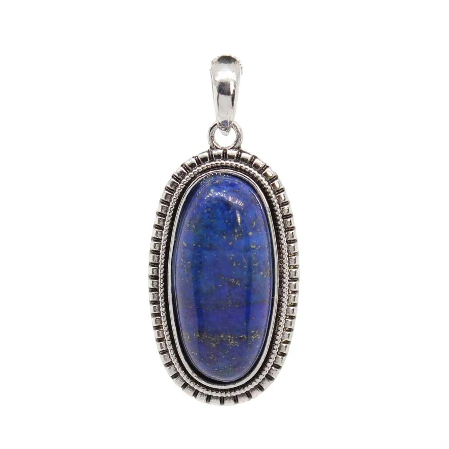 Natural Crystal Oval Stone Pendants For Women Necklace DIY Amethyst Rose Quartz Lapis Lazuli Gemstone Pendant Jewelry No Chain
