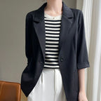 Women's Fashionable fashion Notched Collar Long Sleeve Ladies Outerwear Stylish Tops Women Thin Black Blazers Suit 2025