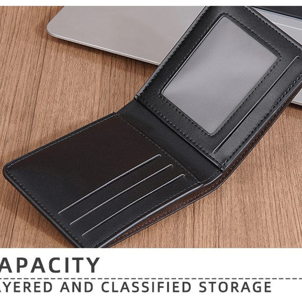 Men's PU Wallet, High - Quality Leather - Like, 6 Magnetic Slots + 1 Banknote Slot, Zipper Coin Pocket, ID Card Window