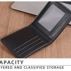 Men's PU Wallet, High - Quality Leather - Like, 6 Magnetic Slots + 1 Banknote Slot, Zipper Coin Pocket, ID Card Window