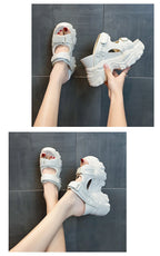 Women Slippers Female Sandals 10CM High Heels Ladies High Platform Beach Slides New 2025 Summer Chunky Flip Flops Woman