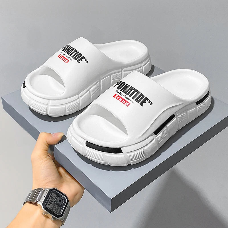 Men's Slippers for Home Use with Letter Patterns in Multiple Colors.Summer Soft Anti-slip Quick-drying and Lightweight Sandals