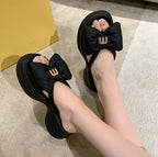 Women Slippers 2025 Summer Casual Shoes Versatile Thick Sole Women flip flop Outwear Bow Beach Slippers Sexy Slides tongs femme