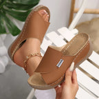 Women Wedge Slippers Summer 2025 New Fashion Slippers Open Toe Breathable Sandals Comfortable Buckle Woman Shoes Slides Women