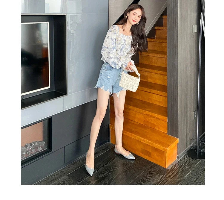 Women's Flat Shoes luxury woman shoes Leather Brand Rivet Flat Shoes Comfortable Casual Outdoor Pointed Toe Shallow Ladies shoes