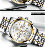 BINBOND 2pcs/Set Couple Watches Fashion Casual Men Ladies for Quartz Watch Lover Waterproof Stainless Steel Watch Valentine Gift