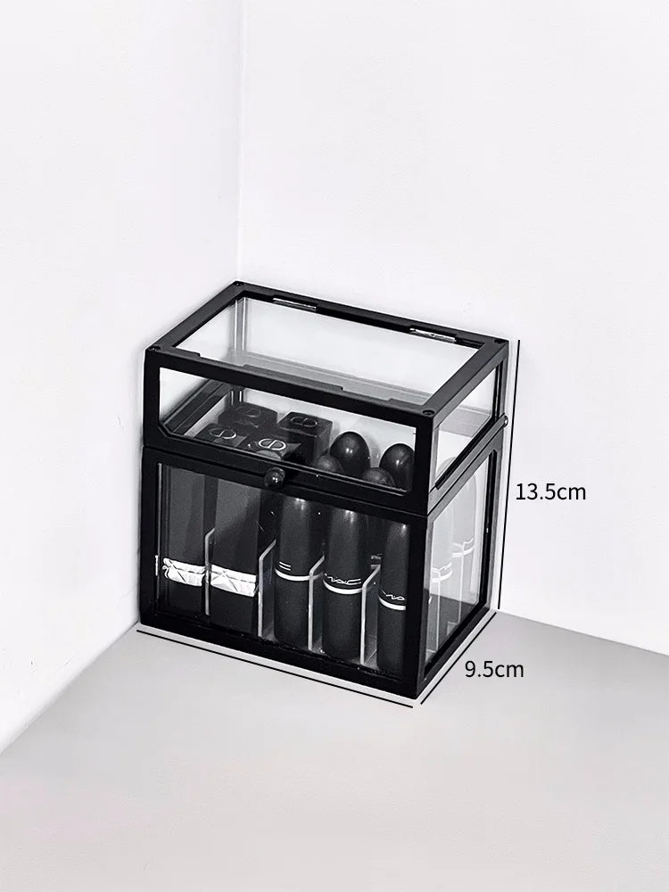 Transparent Cosmetic Storage Box Desktop High-End Dustproof Cover Carents eup Skincare Lipsti Organizer Box
