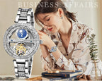 Women Automatic Mechanical Watch Top Brand Luxury Leather Waterproof Watches Ladies Skeleton Tourbillon Clock reloj mujer New