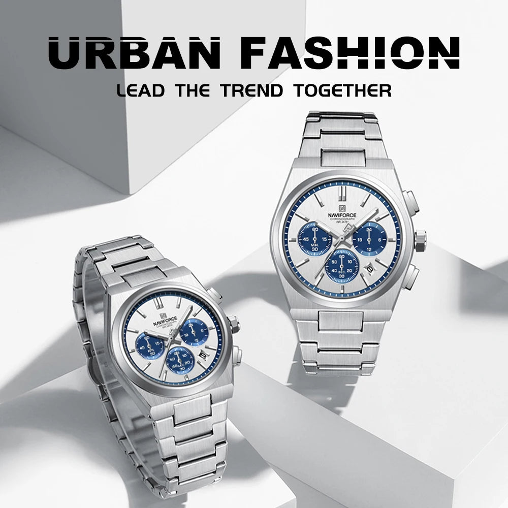 NAVIFORCE Luxury Couple Watches Set - Men's And Women's Fashion Quartz Wristwatches Waterproof Stainless Steel 2025 New Arrival