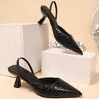 Simple Black Pointed Toe Sandals Women 2025 Summer Slingbacks High Heels Pumps Woman Thin Heeled Ladies Office Shoes Footwear