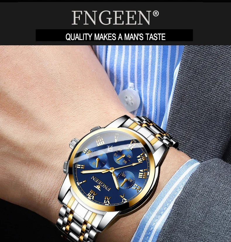 BINBOND 2pcs/Set Couple Watches Fashion Casual Men Ladies for Quartz Watch Lover Waterproof Stainless Steel Watch Valentine Gift