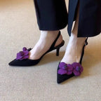 Women's Sandals 2025 Summer New Retro Pointed Toe Decal Women's Shoes Fashion Outdoor Party High Heels  Sandalias Mujer