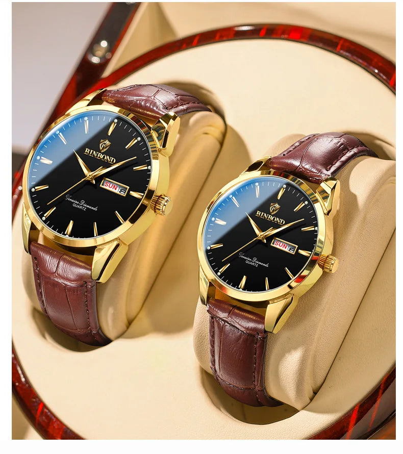 Man Watch Top Luxury Brand Couple Watch For Women Men Waterproof Clock Male Calendar Quartz Wrist Watches Leather Strap Ladies