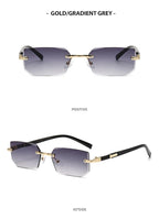 Trendy Rimless Sunglasses for Men Women Fashion Frameless Rectangle Sun Glasses Retro Shades Summer Traveling Eyewear UV400