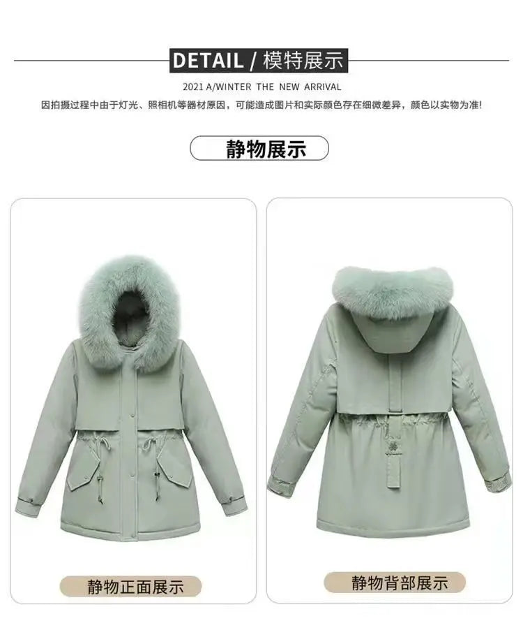 Winter Coat 2025 New Women's Thick Cotton Jacket Women's Medium long Korean version Fur collar Coat Female Warm Parka Overcoat