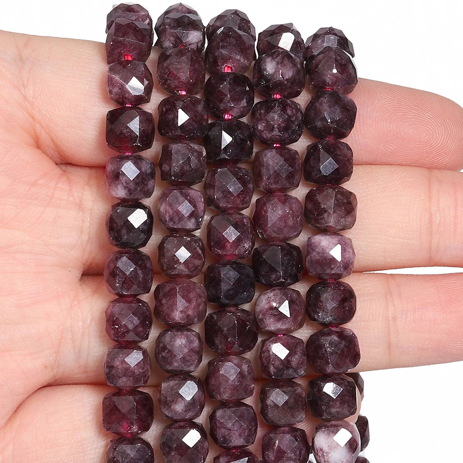 7-8mm Faceted Cube Beads Tourmaline Picture Jasper Agate Turquoise Amethyst Stone Beads for Jewelry Making Diy Accessories