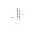 Yhpup Long Hanging Stainless Steel Chain Natural Pearl Drop Earrings Dangle Fashion Party Geometric Charm Temperament Jewelry