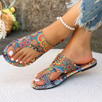 Women Slippers Bohemian Flower Pattern Sandals Casual Lightweight Shoes Flip Flops Fashion Big Size Slippers Home Slides Women