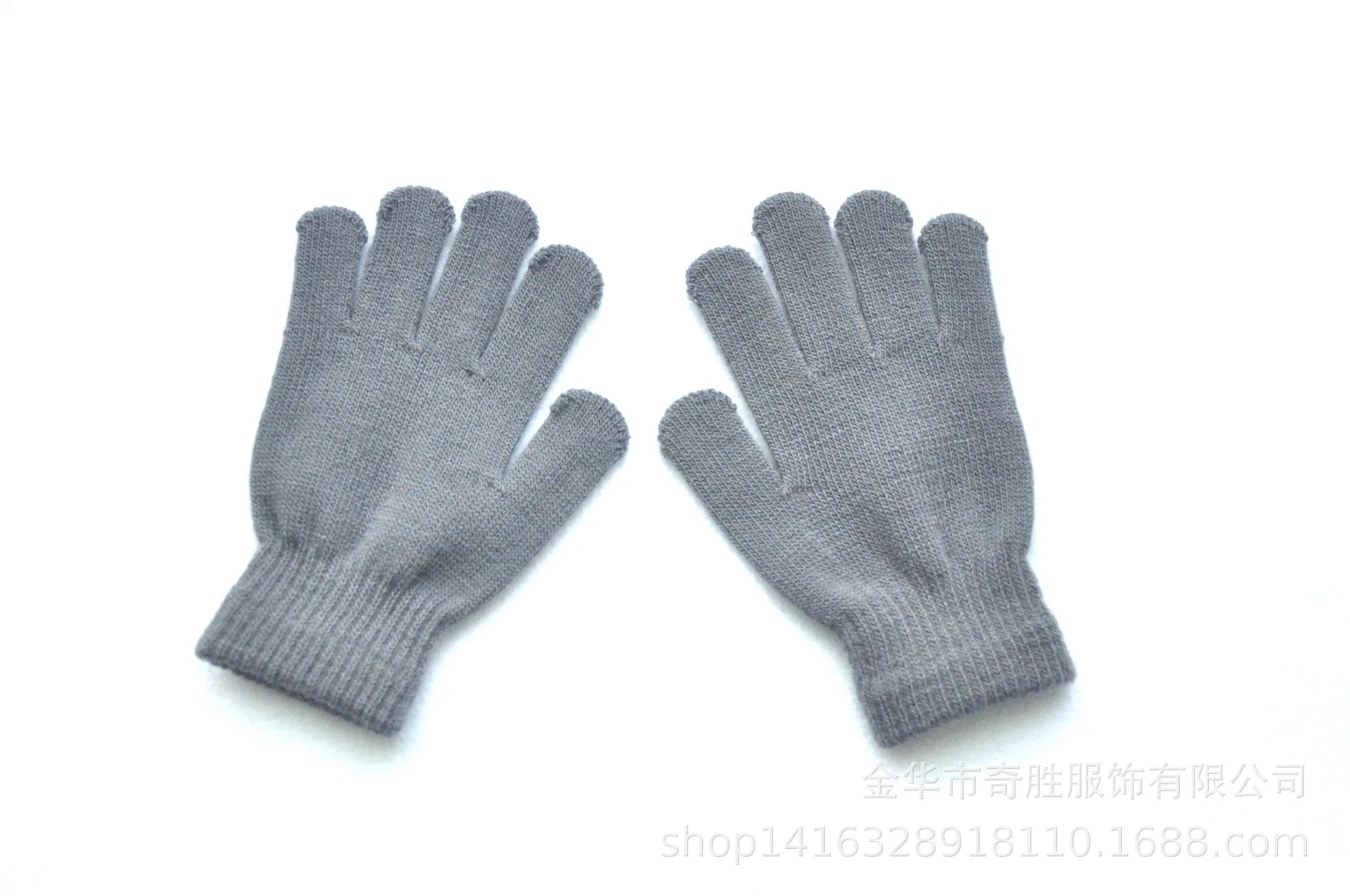Winter 4-11 Year Old Children's Writing Cold-proof Warm Gloves Solid Color Knitted Wool Acrylic Full-finger Split-finger Gloves