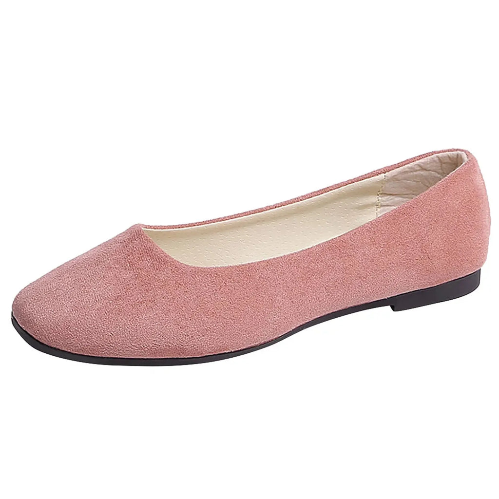 Woman Flats Casual Round Toe Cute Flats Flock Mocasines Ballerina Church Flats Female Suede Elegant Soft Sole Mom Shoes