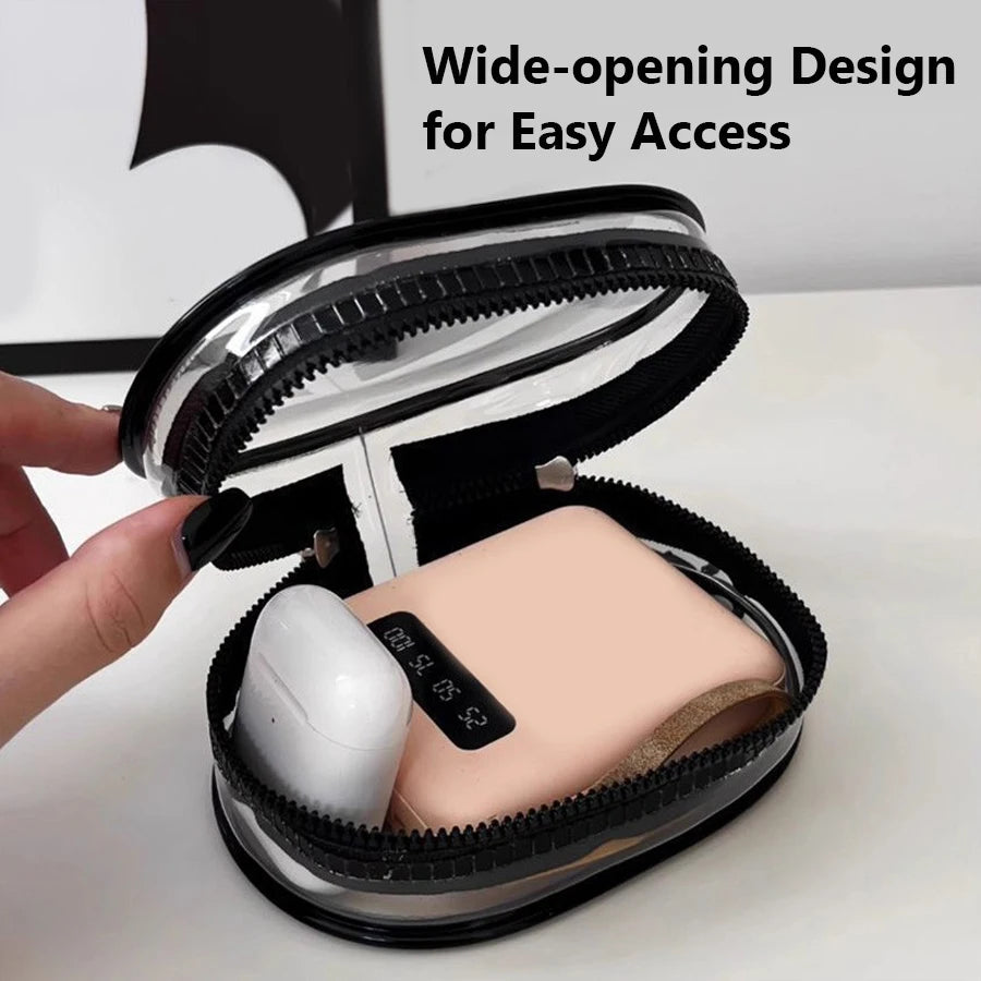 Compact Transparent Travel Cable Organizer Pouch - Storage Bag for Electronics Accessories Power Banks Chargers Headphones