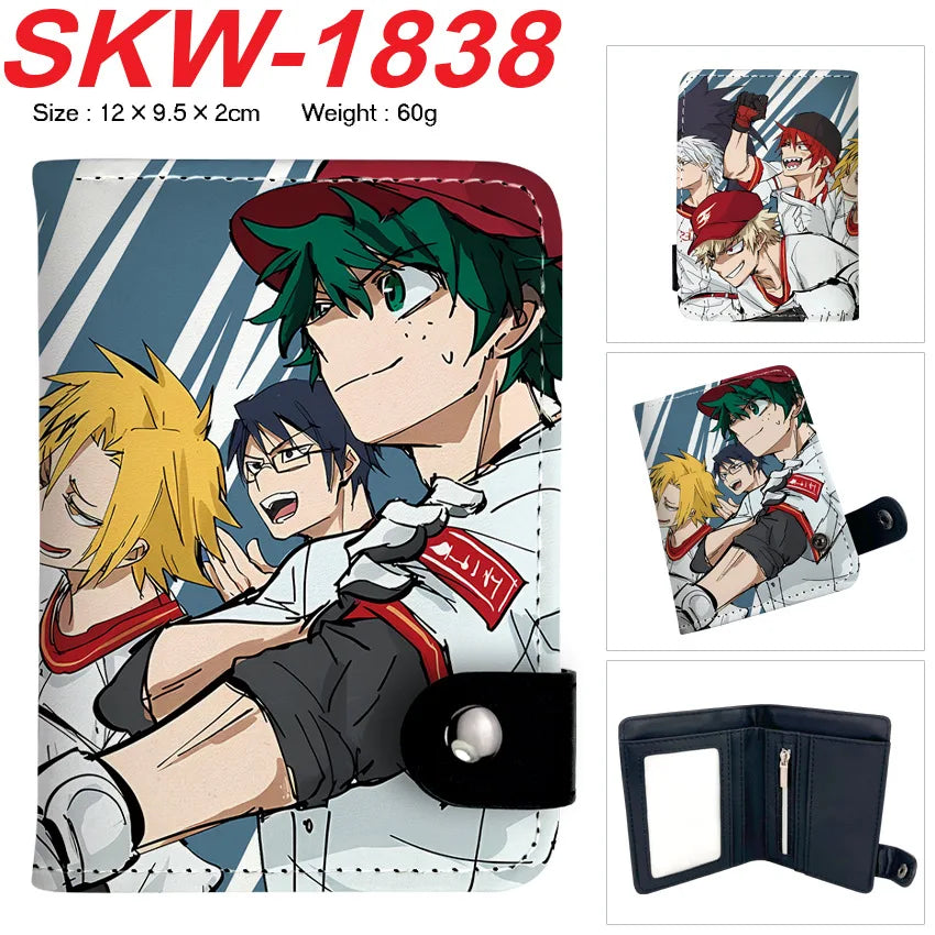 new My Hero Academia Cartoon Anime Short Wallet Vertical style with buttons can hold coins