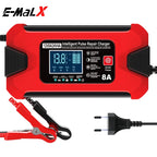 Battery Charger 12V 8A  24V 4A Smart Fast Charging for Car Batteries 8-Stage Charge Pulse Repair for AGM GEL WET Lead Acid