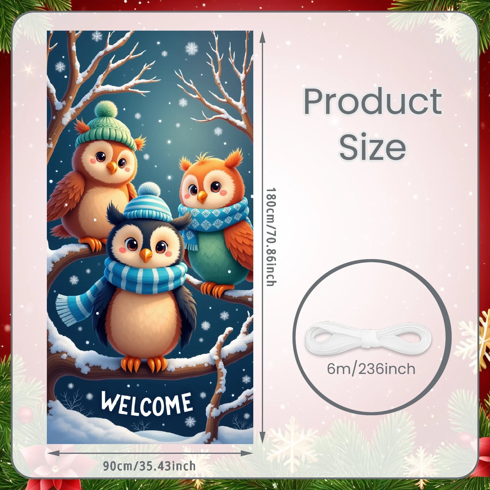 Winter Scene Welcome Banner Snow Forest Bird Art for Home Decor  Decoration Winter Party Christmas Navidad New Year Decor 2026