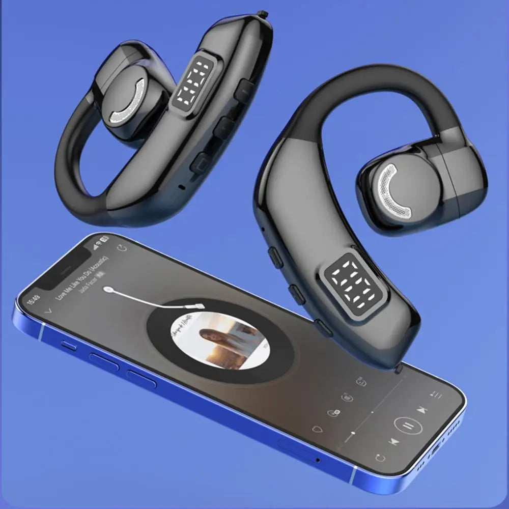 Wireless Handsfree Headset, LED Display Wireless Open Ear Headphones, HIFI Sound, Noise Reduction And 180 Degree Rotation