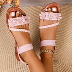 Women Sandals Fashion Flower Wedge Sandals Summer Casual Solid Color Sandals Breathable Beach Shoes Women Sandalias De Mujer