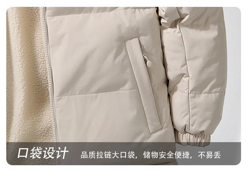 Winter Cotton Coat for Men - New Style, Lamb Hair Padded Cotton Coat, Double-sided Wear, Loose and Warm Cotton Jacket for Women