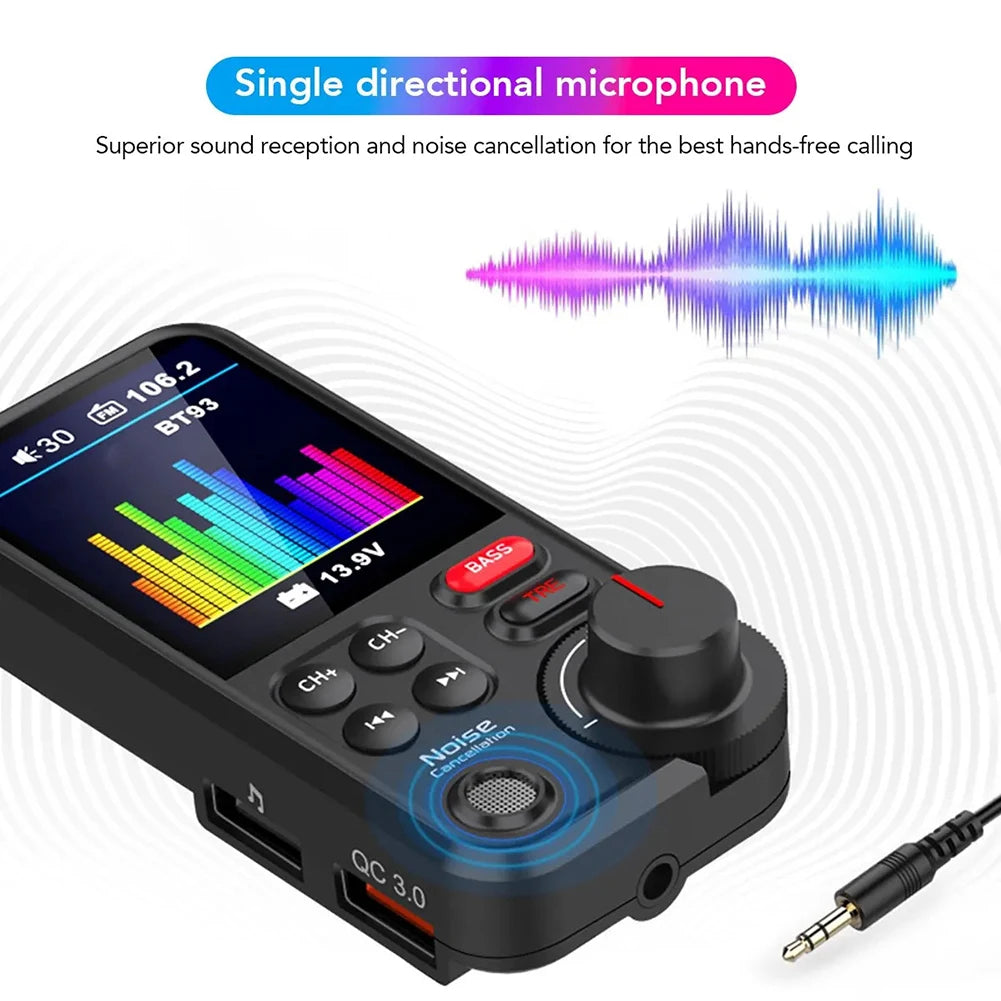 1.8 Inch Handsfree Car Radio AUX Bluetooth-Compatible FM Transmitter Modulator Car Wireless USB Fast Charger Car Charger Adapter