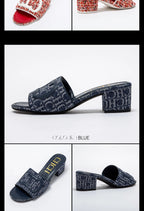 Women's Slippers 2024 New Brand Fabric Low Heel Sandals Outdoor Business Commuter Women's Shoes