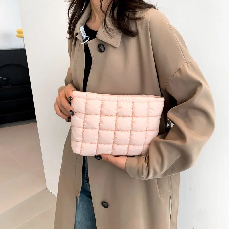 Wholesale Women Cosmetic Quilted Bag Square Makeup Storage Clutch Bags Simple Girl Lipstick Toiletry Organizer Small Handbag