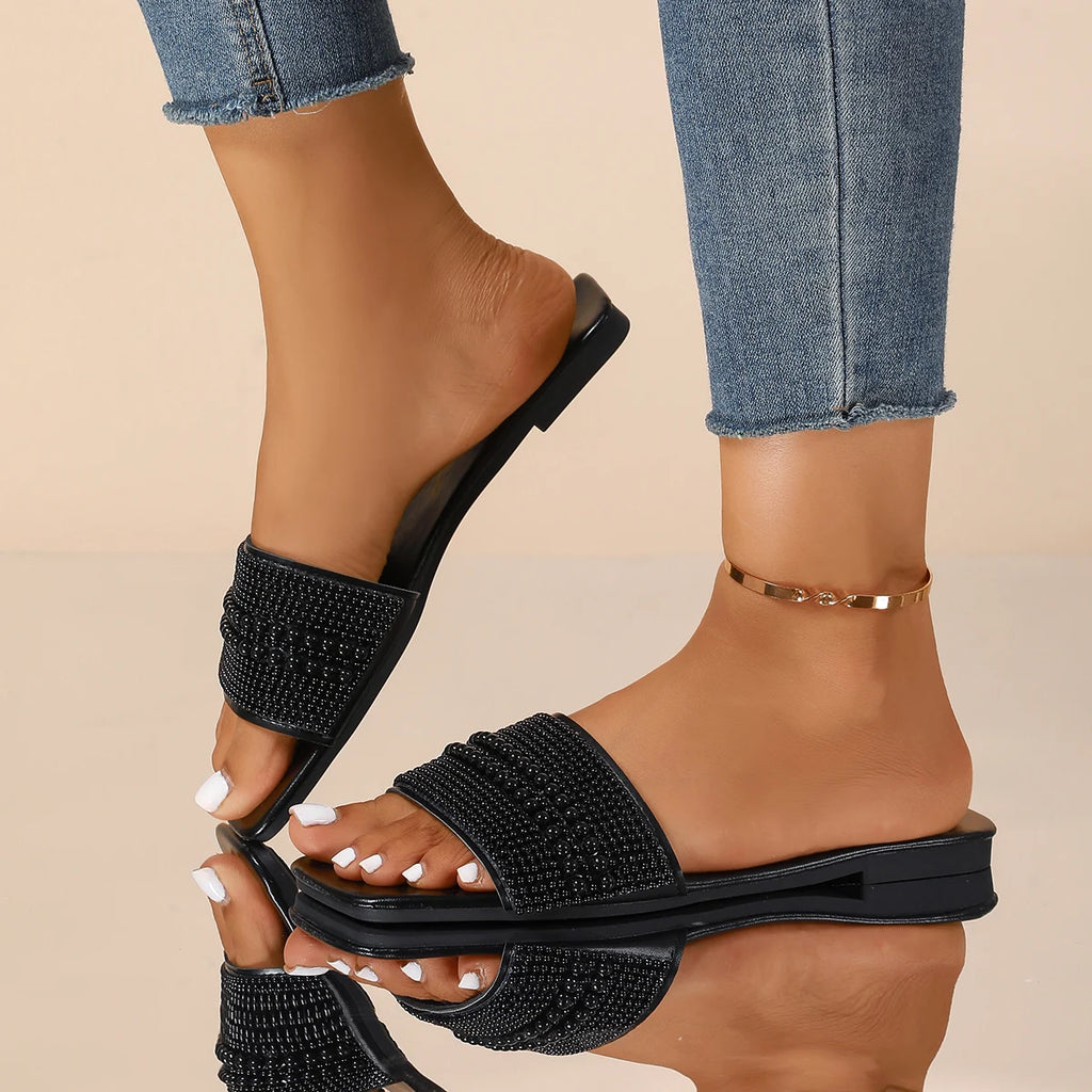 Women's slippers 2025 summer retro letters ladies open toe daily casual comfortable outdoor beach vacation flip flops plus size