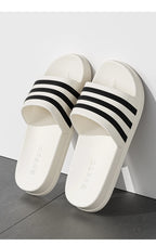Cold slippers for women in summer, fashionable outerwear for couples, thick soled, non slip, one line mop, bathroom slippers
