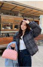 2025 New Korean Winter Women Down Cotton Jacket Parkas Short Cotton Padded Turn Down Collar Ladies Quilted Outerwear