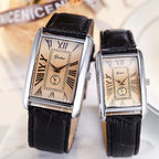 Fashion Couple Watch Luxury Rectangle Dial Women Quartz Watch Men Leather Band Casual Women Leather Wristwatch Relogio Masculino