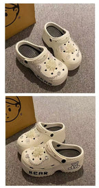 Women Slippers Cute Cartoon Platform Fashion Clogs Summer Shoes Woman Beach Slides Thick Bottom DIY Flower Female Street Sandals