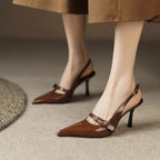 Women's Sandals 2025 Fashion Elegant Sexy Ladies Shoes Buckle Strap High Heels New Office and Career Retro Closed Toe Sandals