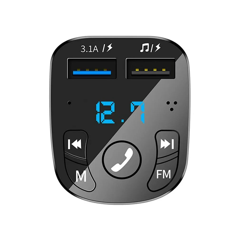 Car Hands-free Bluetooth-compaitable 5.0 FM Transmitter Car Kit MP3 Modulator Player Handsfree Audio Receiver 2 USB Fast Charger