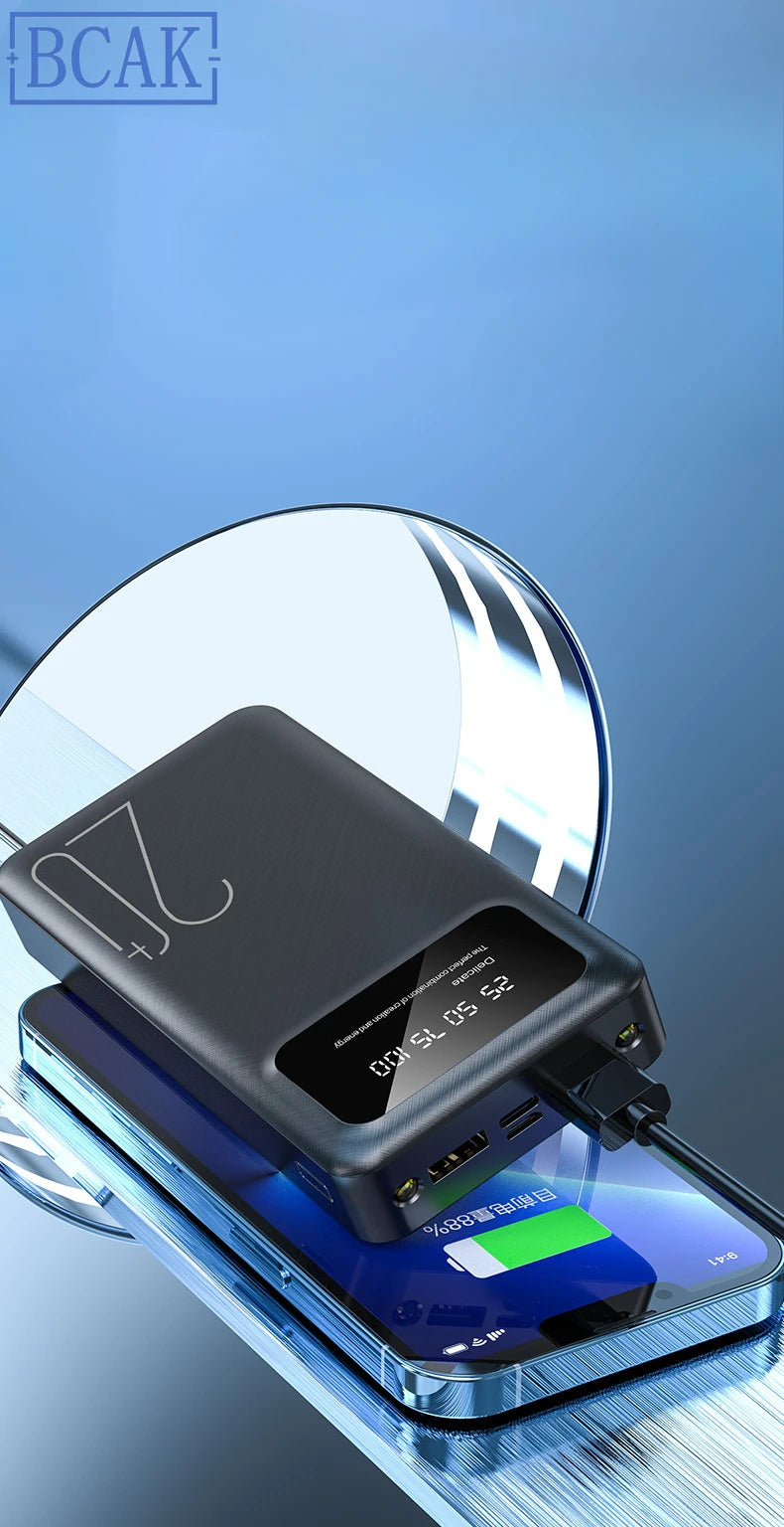 New Style BCAK power bank 20000mAh self-contained cable fast charging mini mobile phone gift mobile power supply