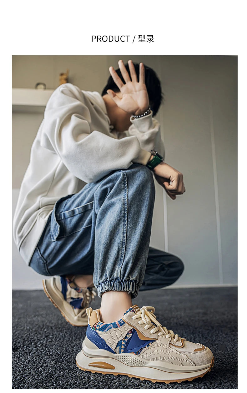 Men's Shoes 2025 Spring New Casual Versatile Comfortable Fashion Trend Niche Non-slip Wear-Resistant Retro Sneakers