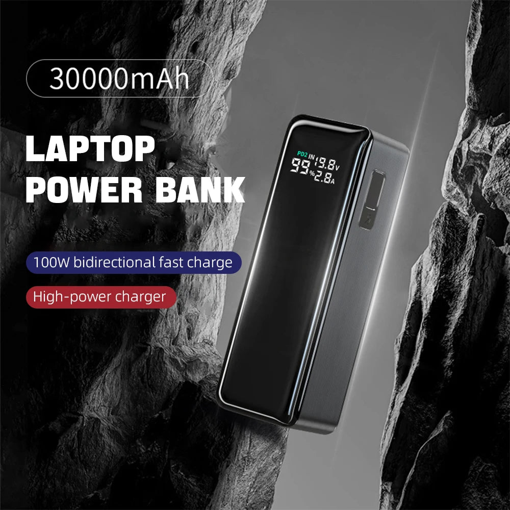 160W Power Bank 30000mah TFT Digital Display PD100W PD QC SCP PD80W+PD80W Laptop Phone Earphone Portable Two Way Fast Charging
