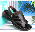 Men's Leather Summer Sandals 2025 Non-slip Thick-soled Comfort Soft Outdoor Beach Slippers